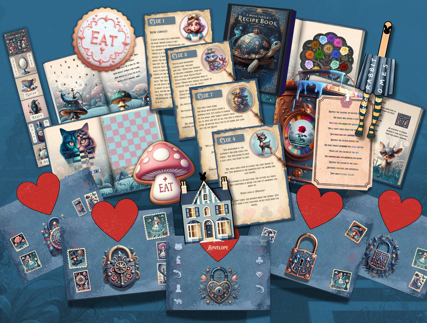 Alice! In Wonderland Escape Room Mystery - Printable DIY Escape Kit