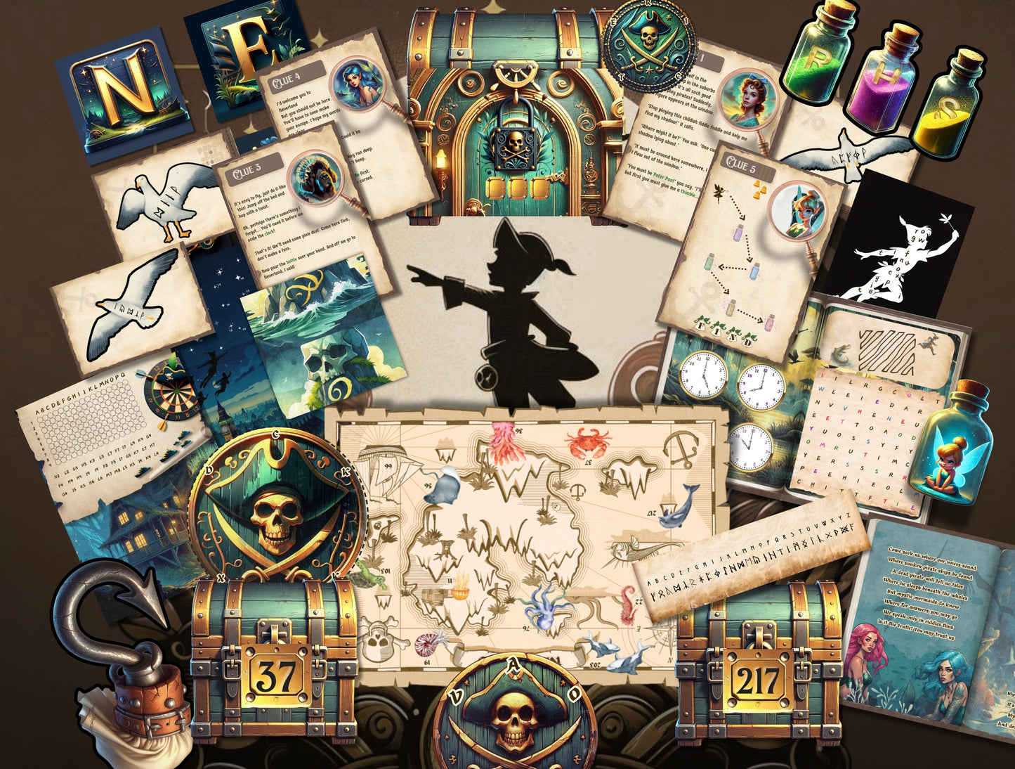 Peter Pan's Neverland Escape Room Mystery - Printable DIY Escape Kit