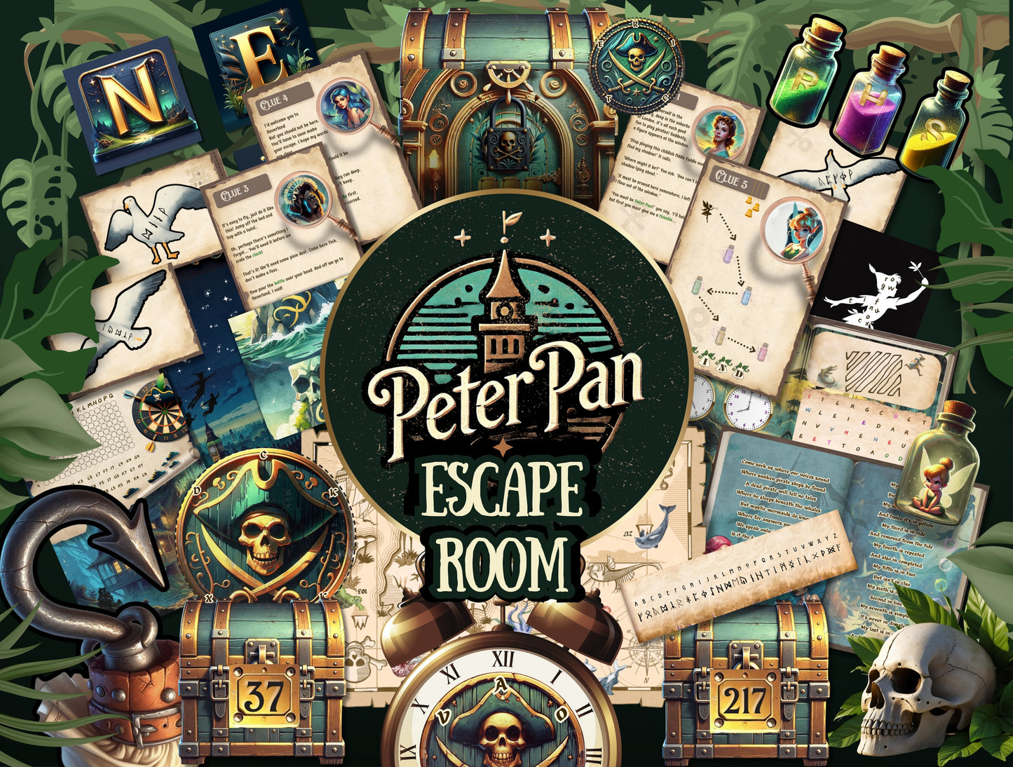 Peter Pan's Neverland Escape Room Mystery - Printable DIY Escape Kit