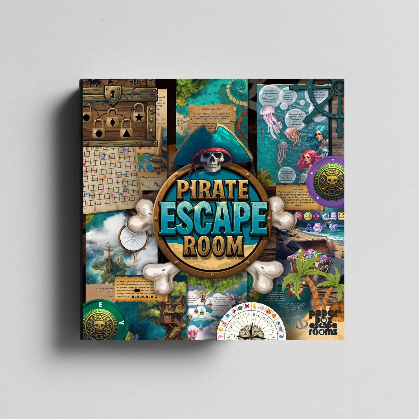 Pirate Escape Room Printable Kit Preview Clues PaperBox Escape Rooms Main Image