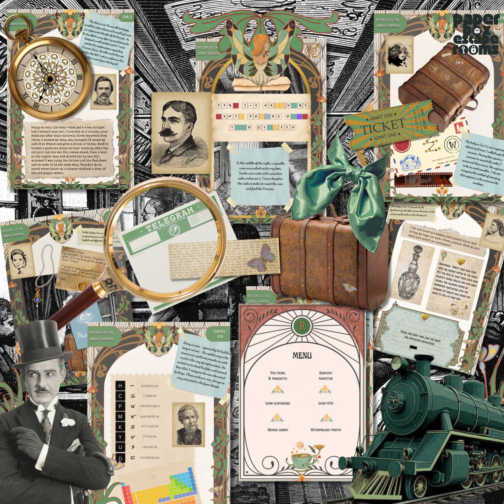 murder on the orient express escape room clues