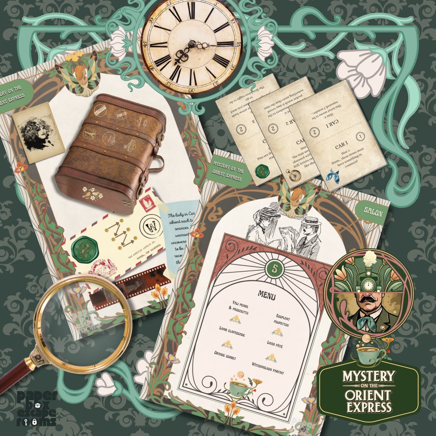 art nouveau escape room clues