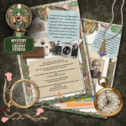 clues and game assets from agatha christie escape room kit