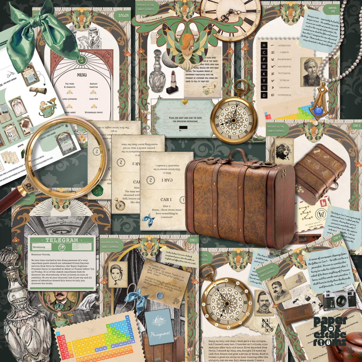 clue preview for poirot escape room game printable kit