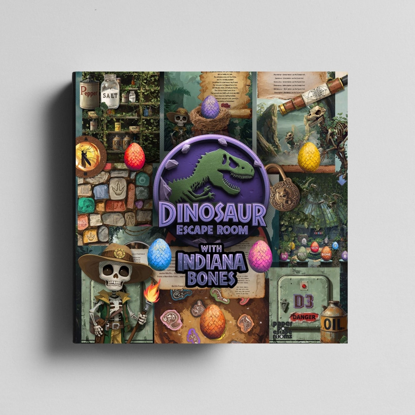 Dinosaur Escape Room with Indiana Bones product image downloadable printable pdf clues and puzzles