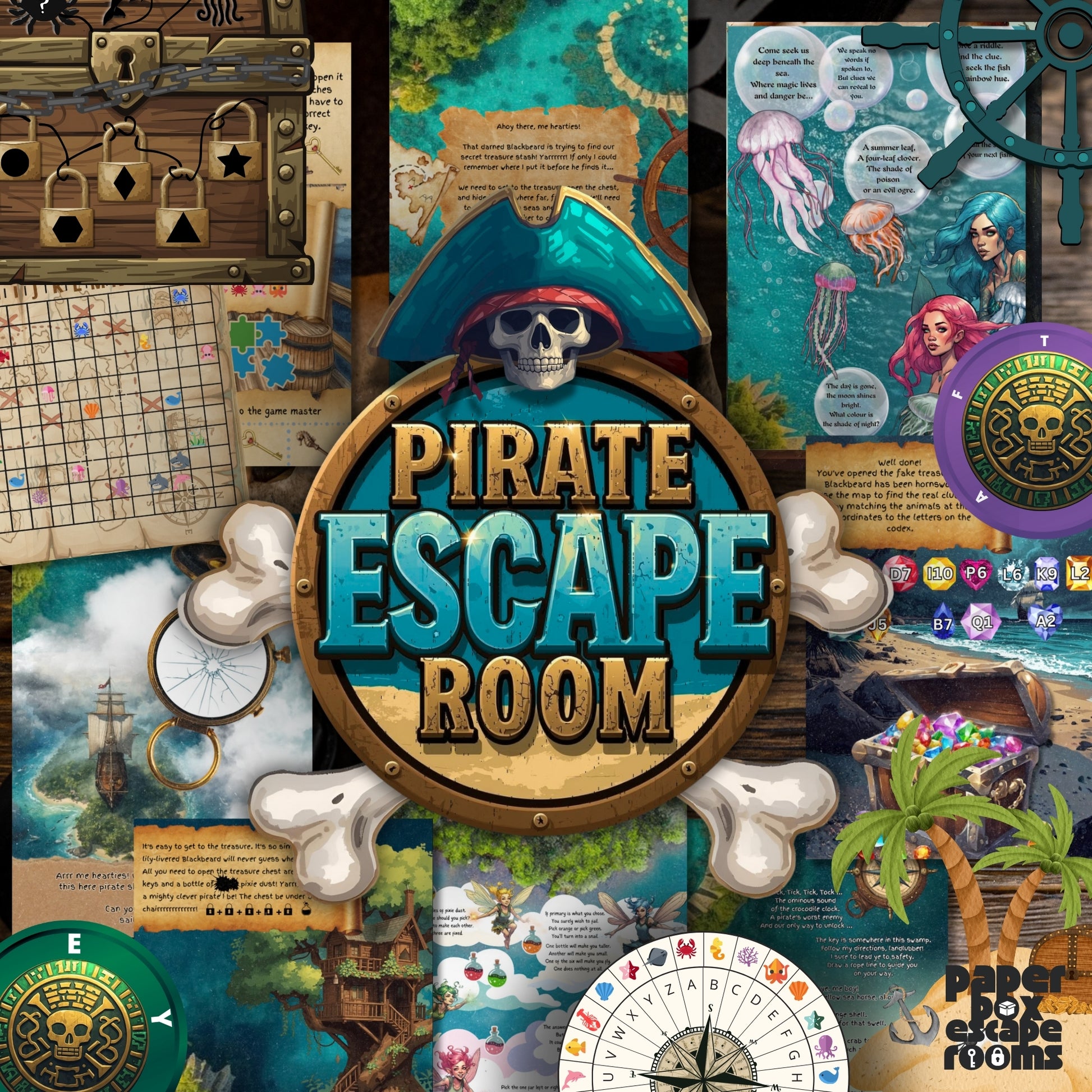 Pirate Escape Room Printable Kit Preview Clues PaperBox Escape Rooms