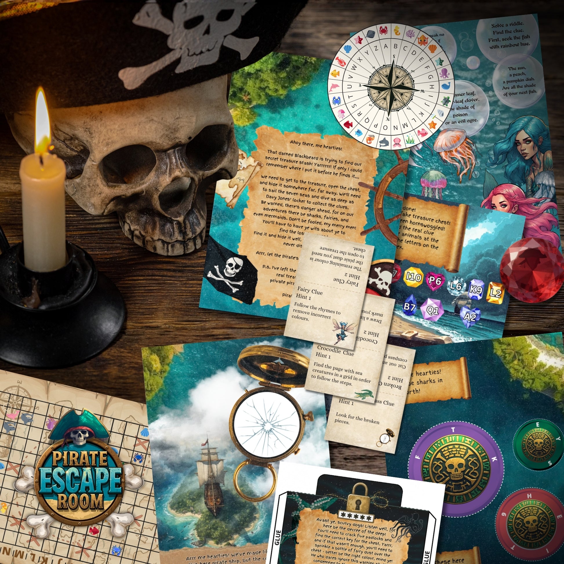 Pirate Escape Room Printable Kit Preview Clues PaperBox Escape Rooms