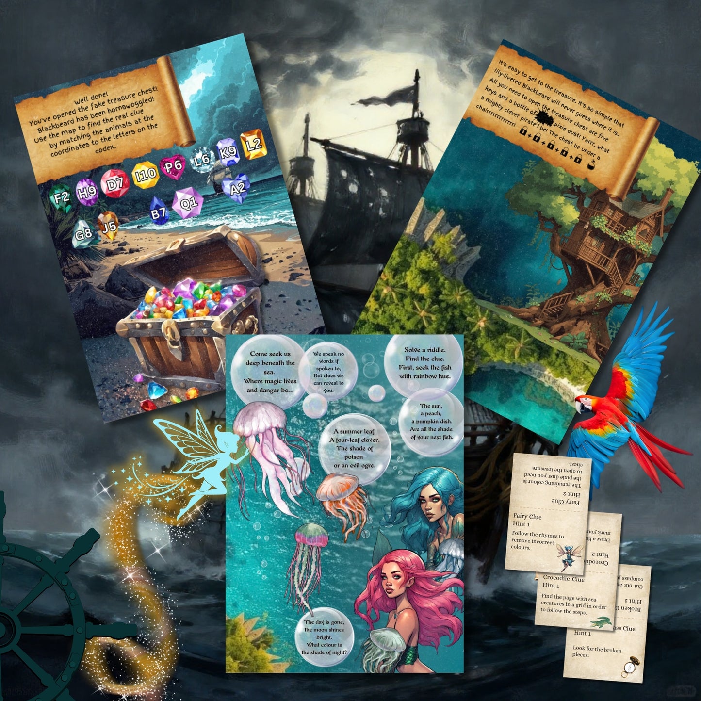Pirate Escape Room Printable Kit Preview Clues PaperBox Escape Rooms