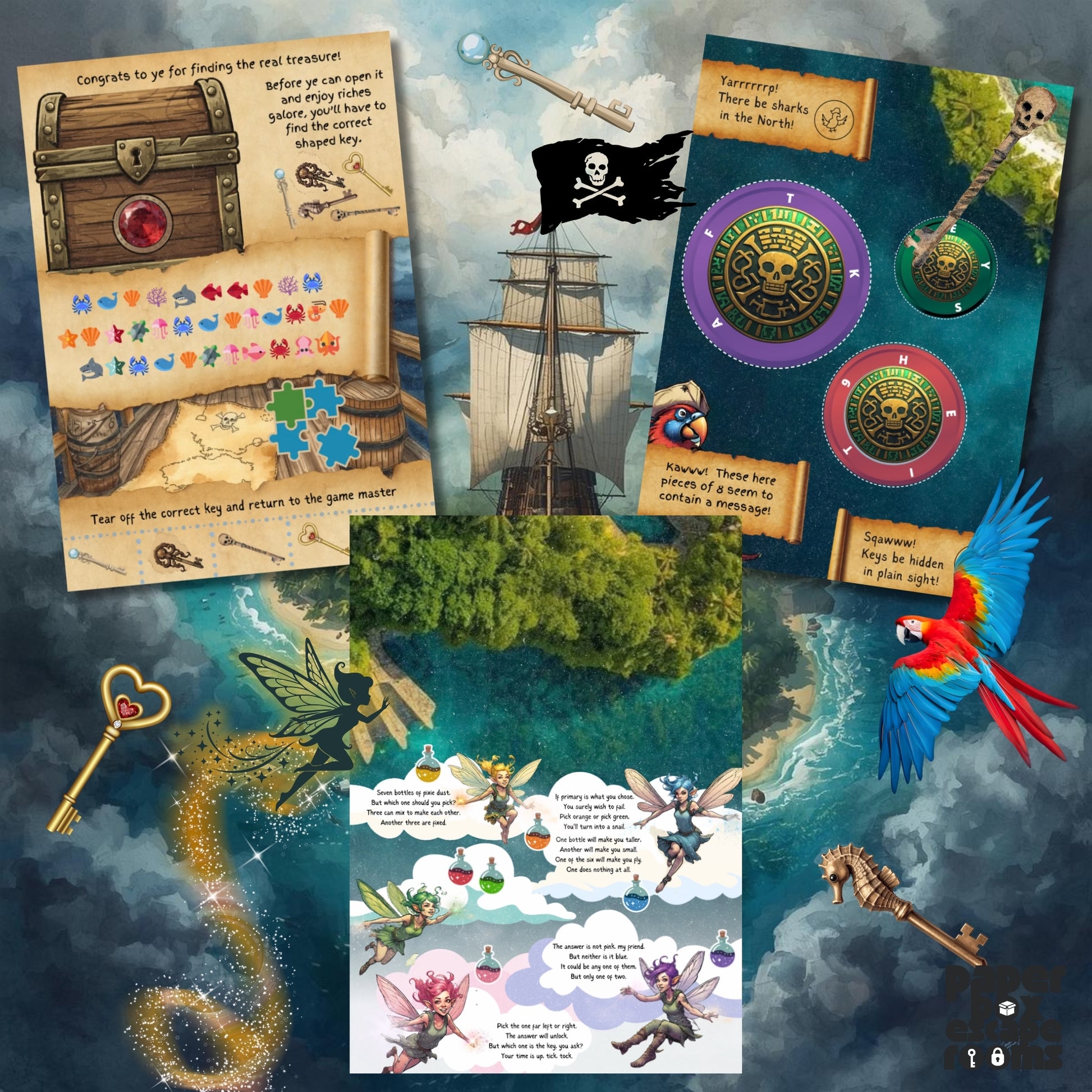 Pirate Escape Room Printable Kit Preview Clues PaperBox Escape Rooms