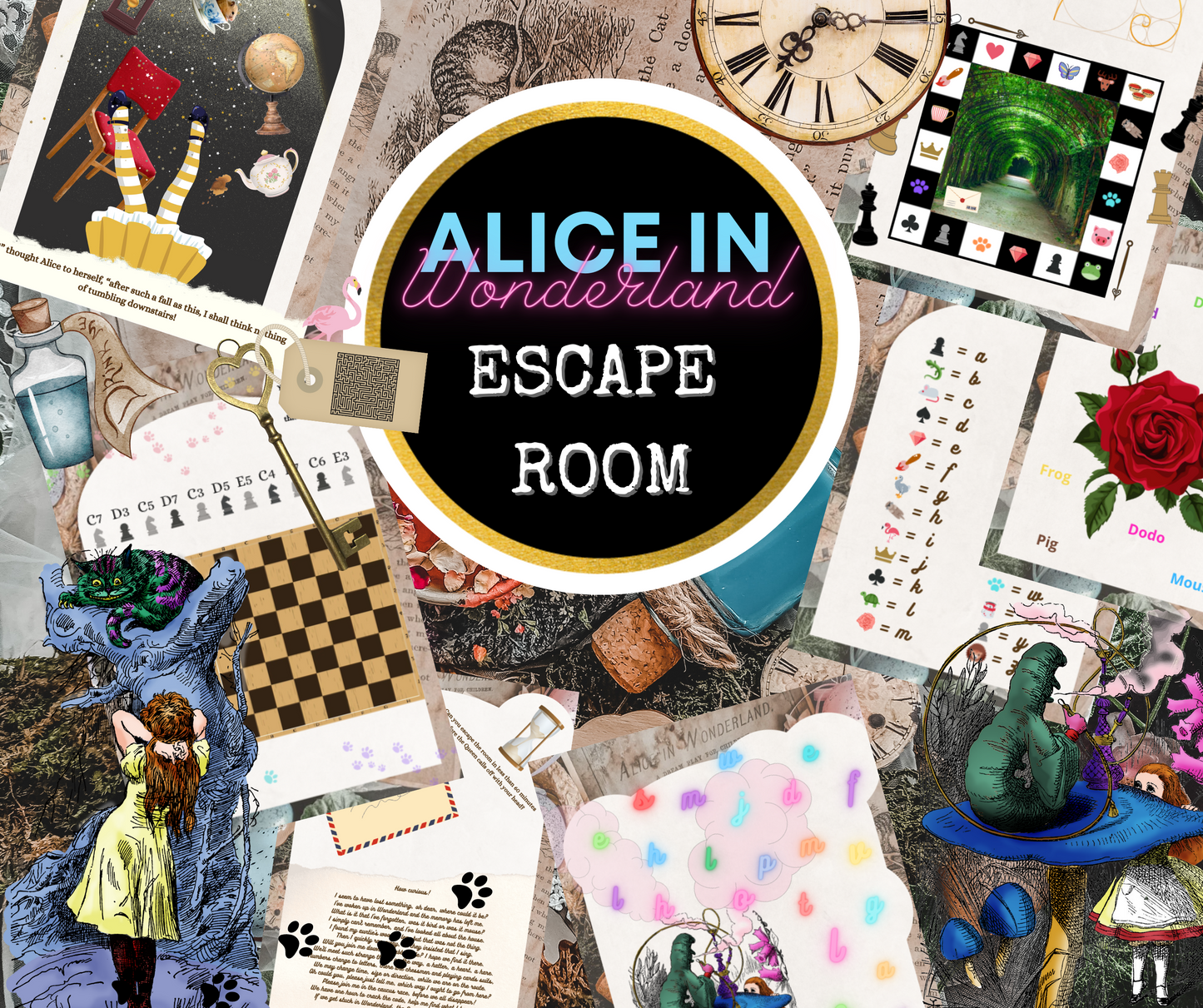 Alice in Wonderland Escape Room - Printable Escape Room Party Kit