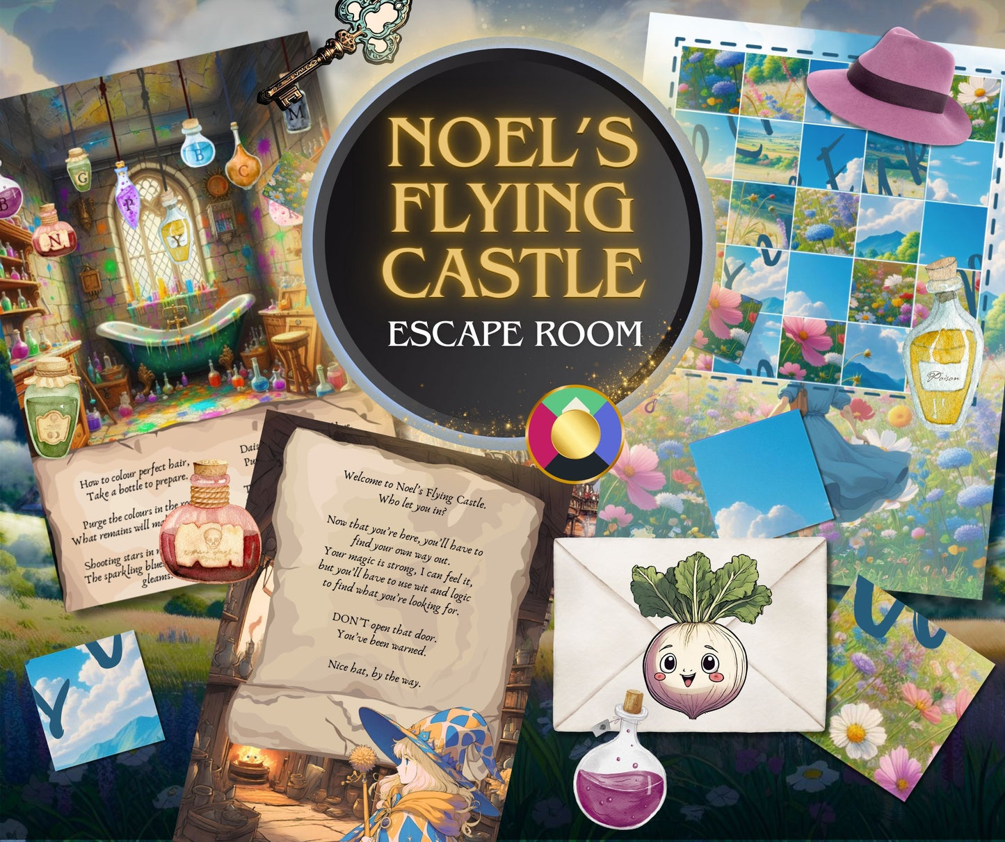 Noel's Flying Castle - Printable Fantasy Escape Room Kit