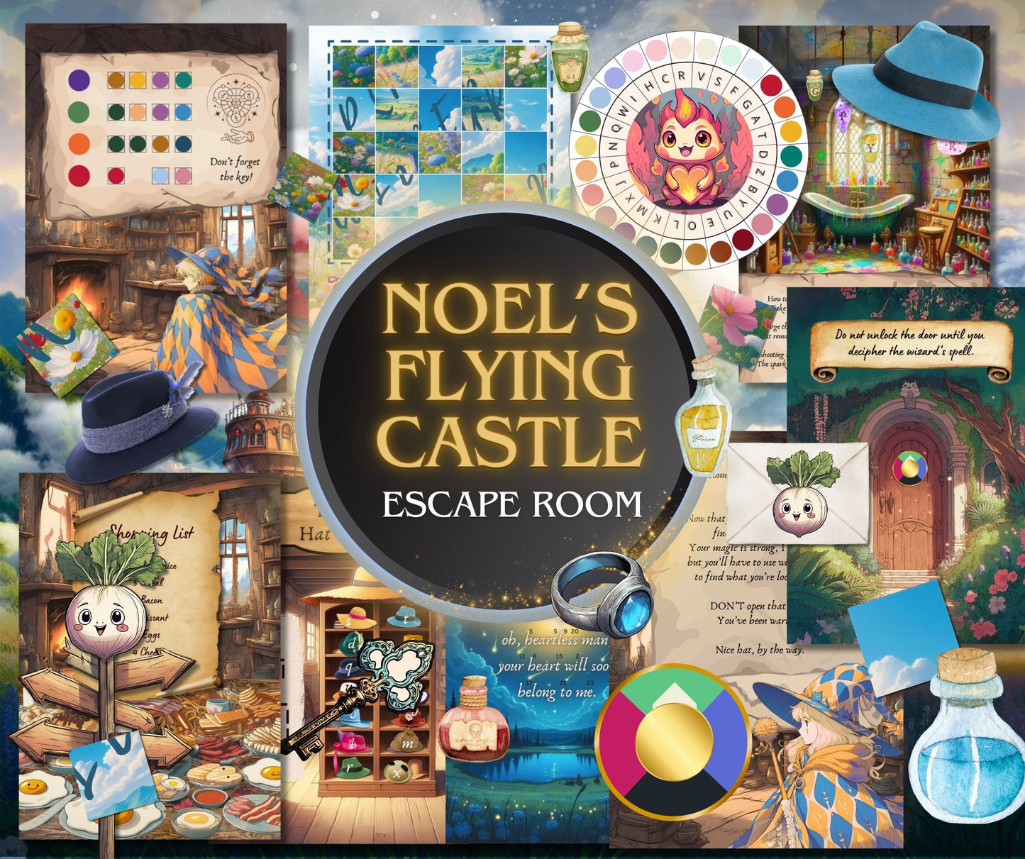 Noel's Flying Castle - Printable Fantasy Escape Room Kit